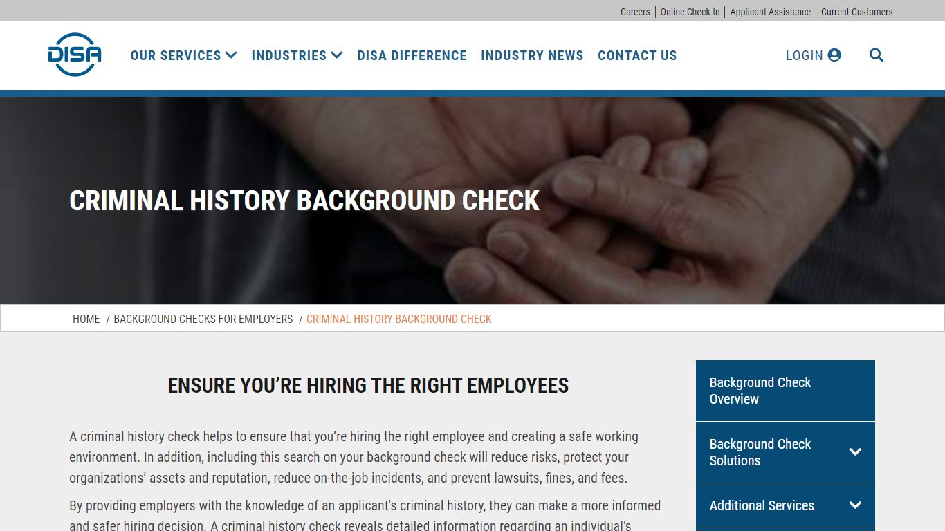 Criminal History Background Check | DISA